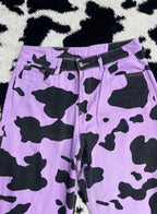 Purple Cow-Print Denims (Waist 32)