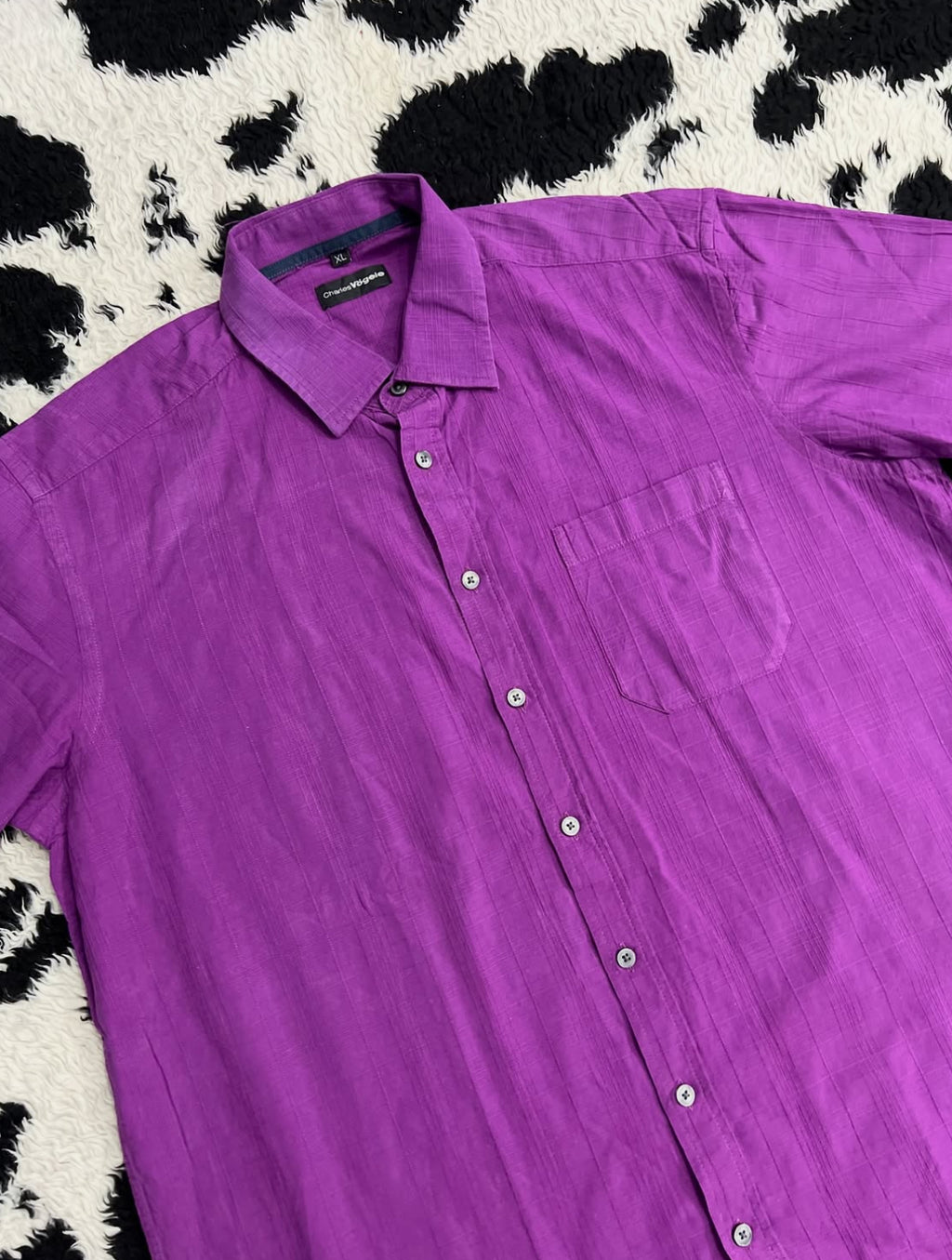 Charles Vögele Purple Half-Sleeve Buttonup