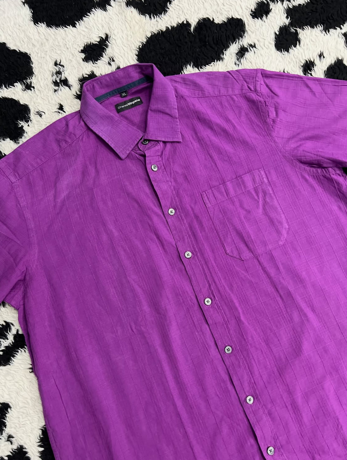 Charles Vögele Purple Half-Sleeve Buttonup