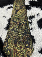 Jonelle Black Shiny Embroidered Paisley Tie
