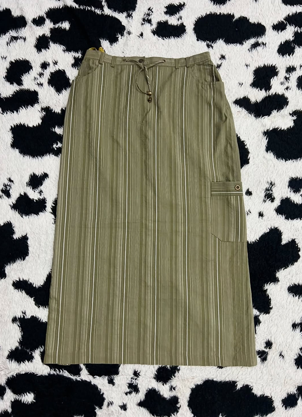 Striped Cargo Long Skirt