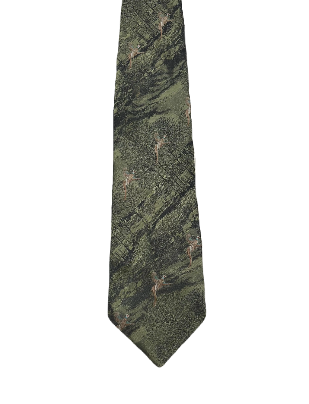 Embroidered Pheasants & Scenery Tie