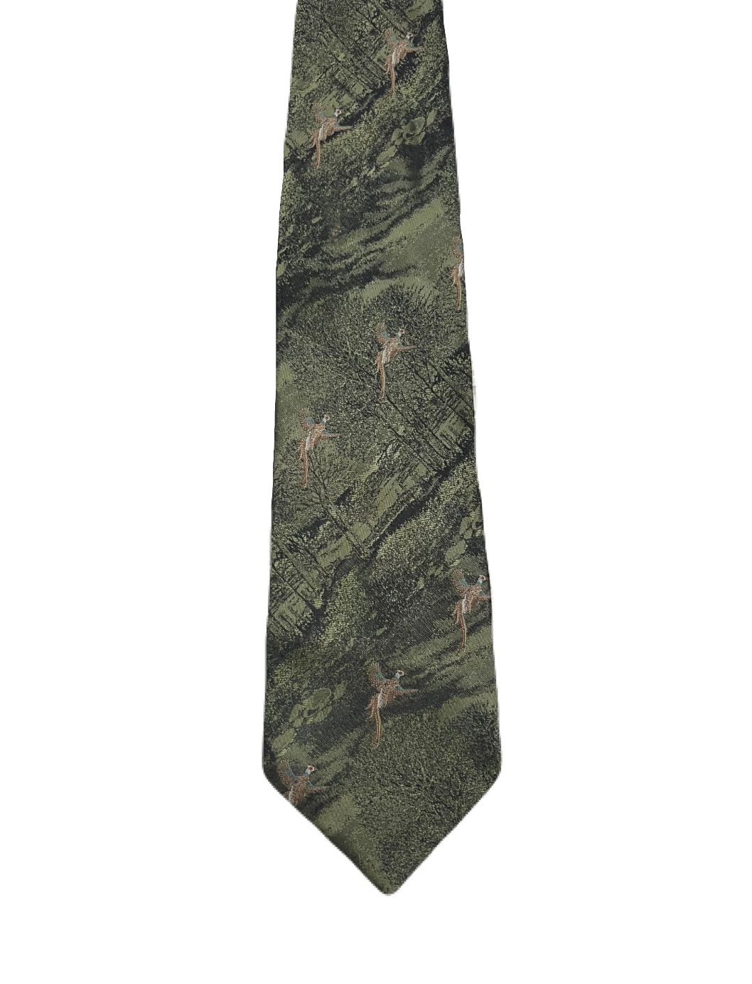 Embroidered Pheasants & Scenery Tie
