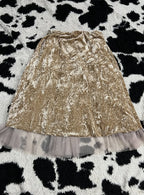 Golden Velvet Net-Layered Skirt