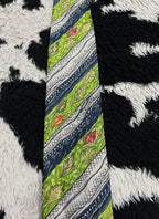 Fully Embroidered Green Floral Tie