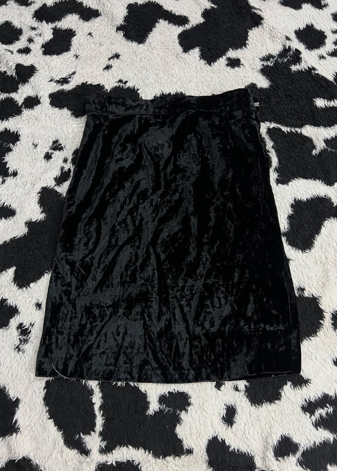 Black Mid Length Velvet Skirt