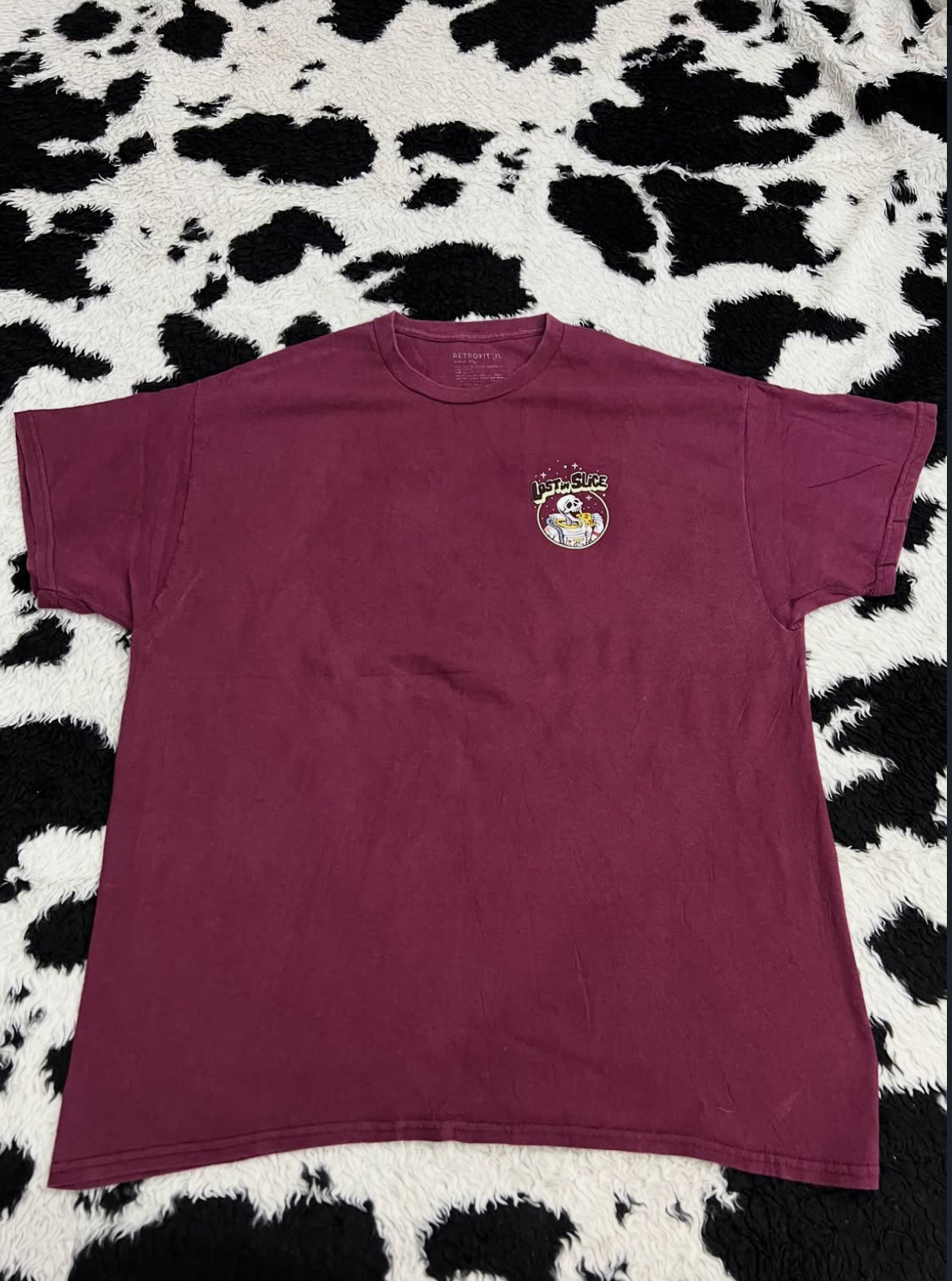 "Lost in Slice" Skeleton on Moon Pizza Tee (Large)