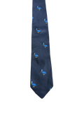 Blue Embroidered Bird Tie
