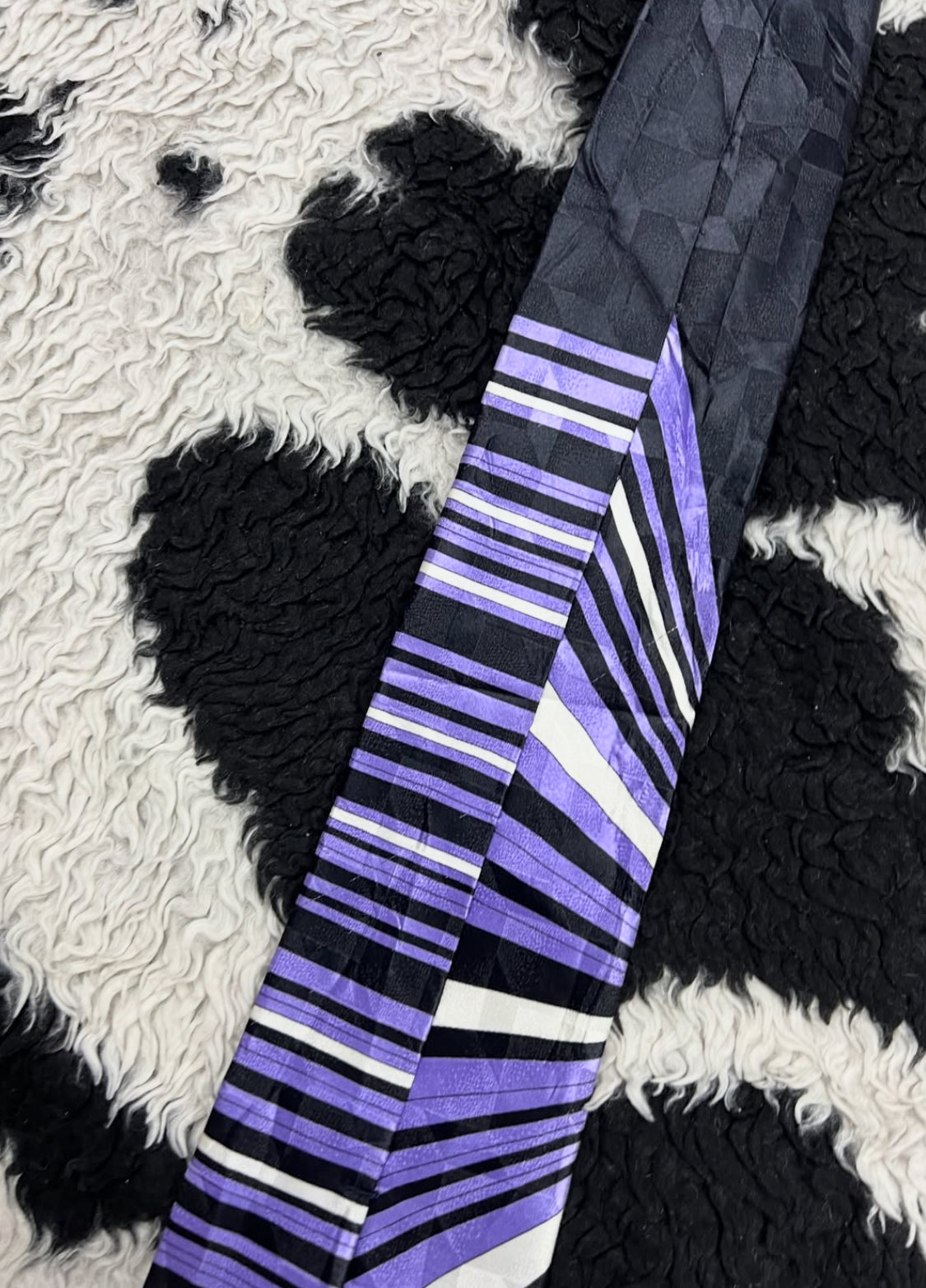 Purple, Black & White Striped Tie