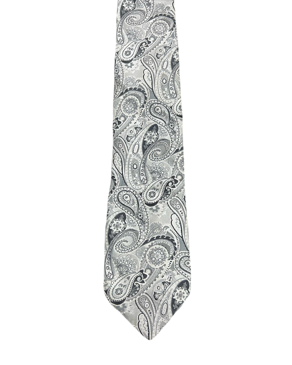 Nubio Black & White Fully Embroidered Paisley Tie