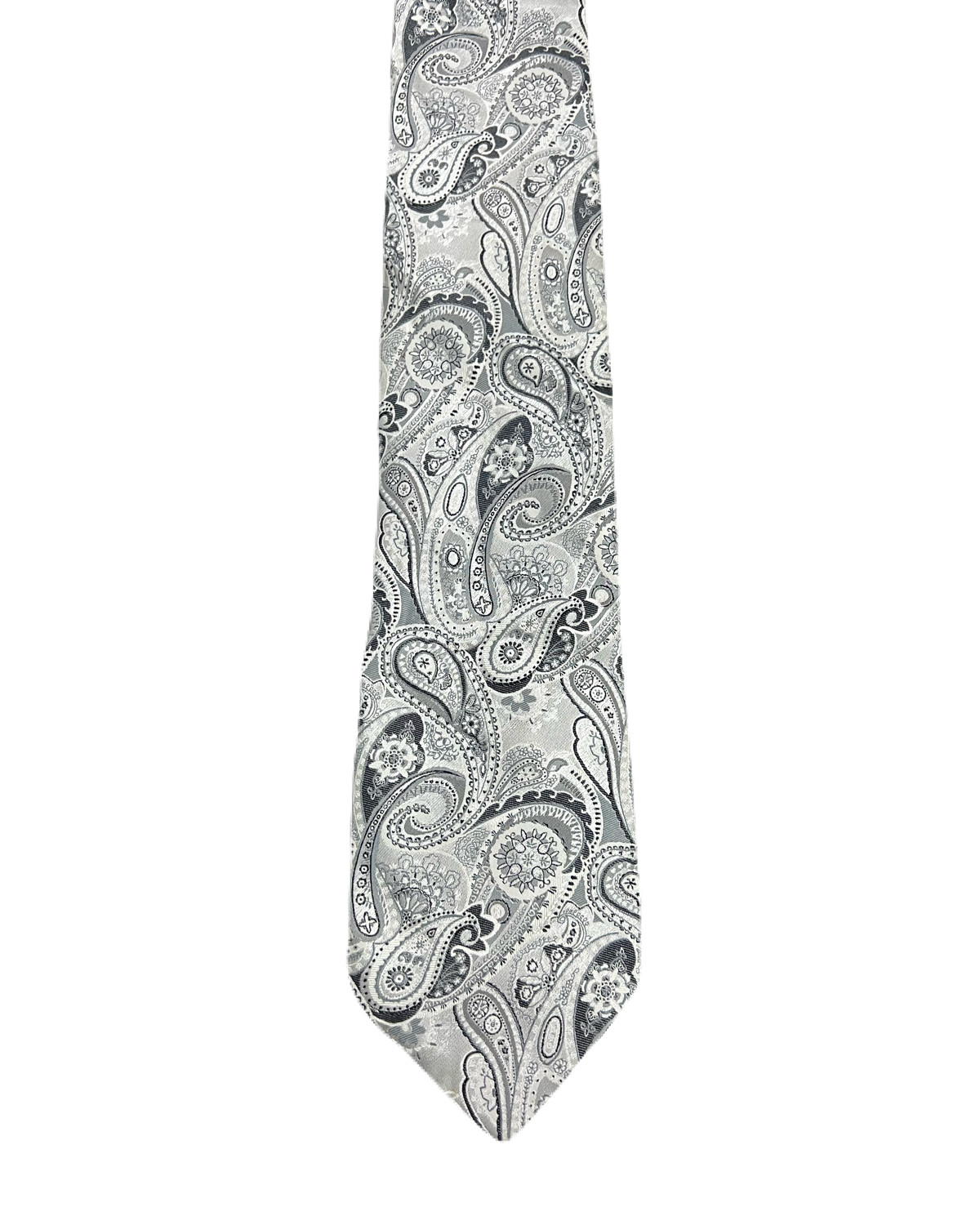Nubio Black & White Fully Embroidered Paisley Tie