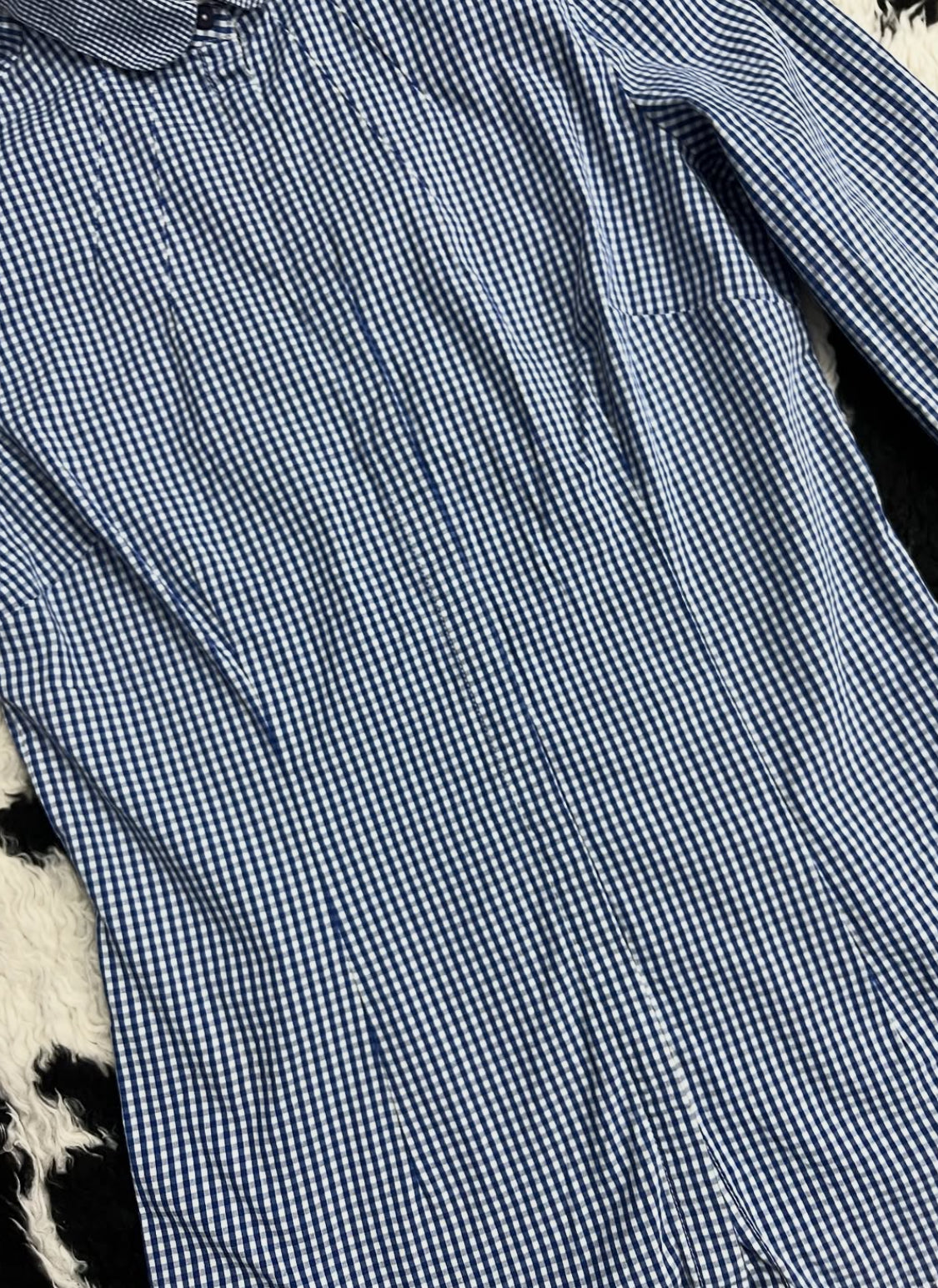 Blue Gingham Reserved Fitted Women's Buttonup