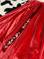 Strawberry Long Velvet Skirt