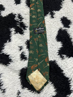 Pheasants Embroidered Green Tie