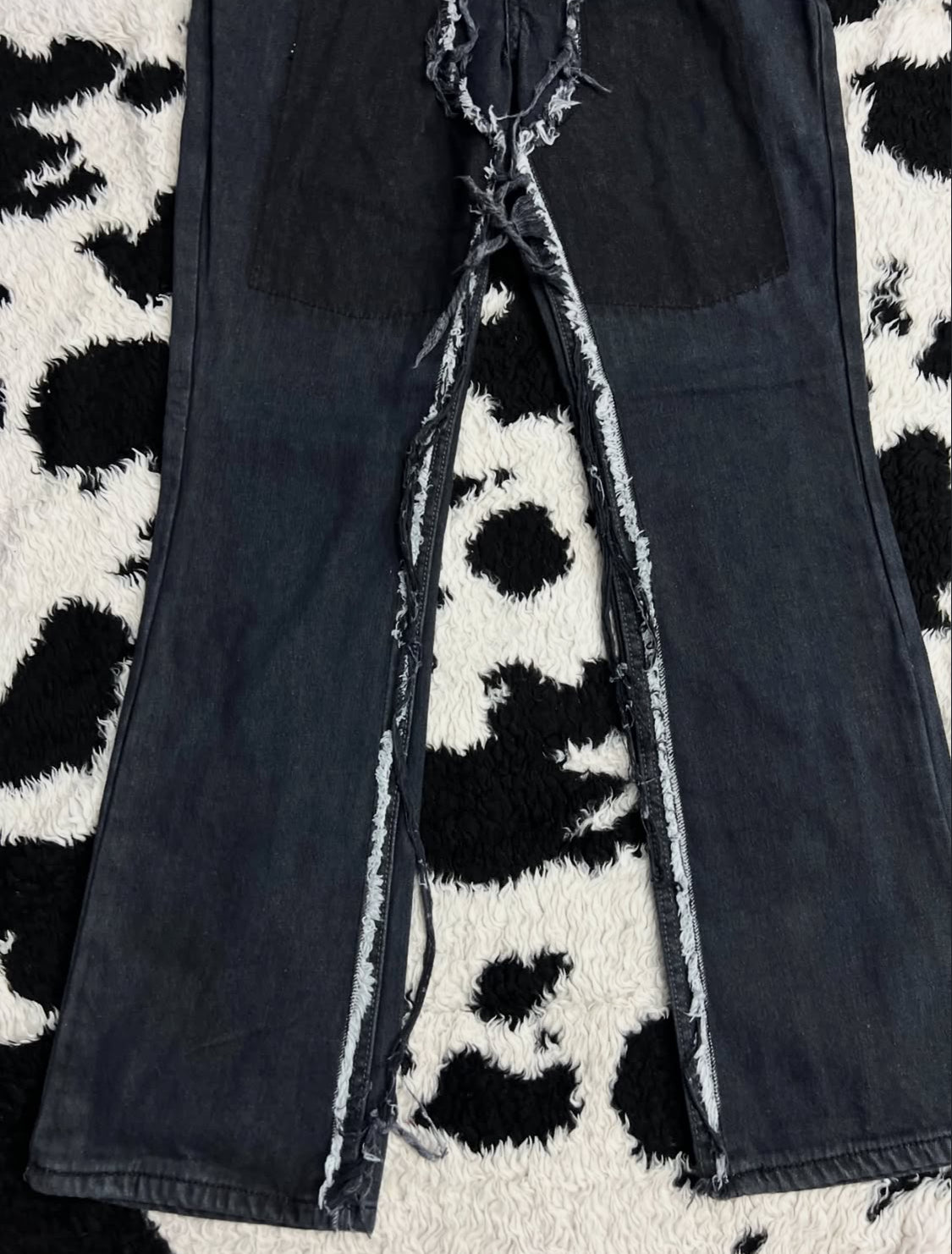 Dark Grey Patched Denims (Waist 34)
