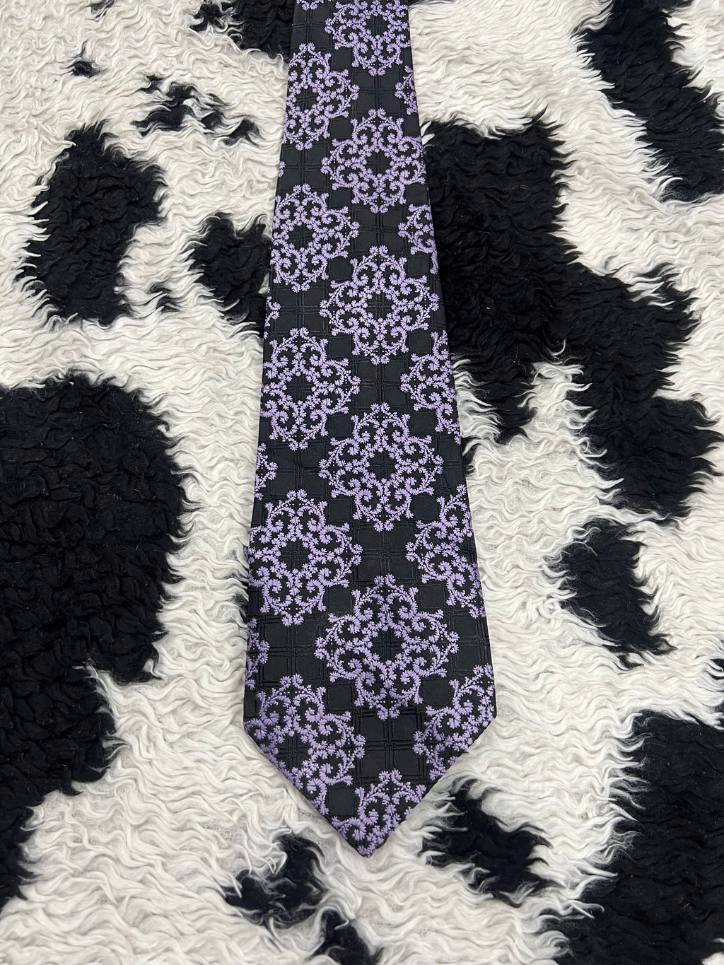 St. Micheal Black & Purple Embroidered Tie