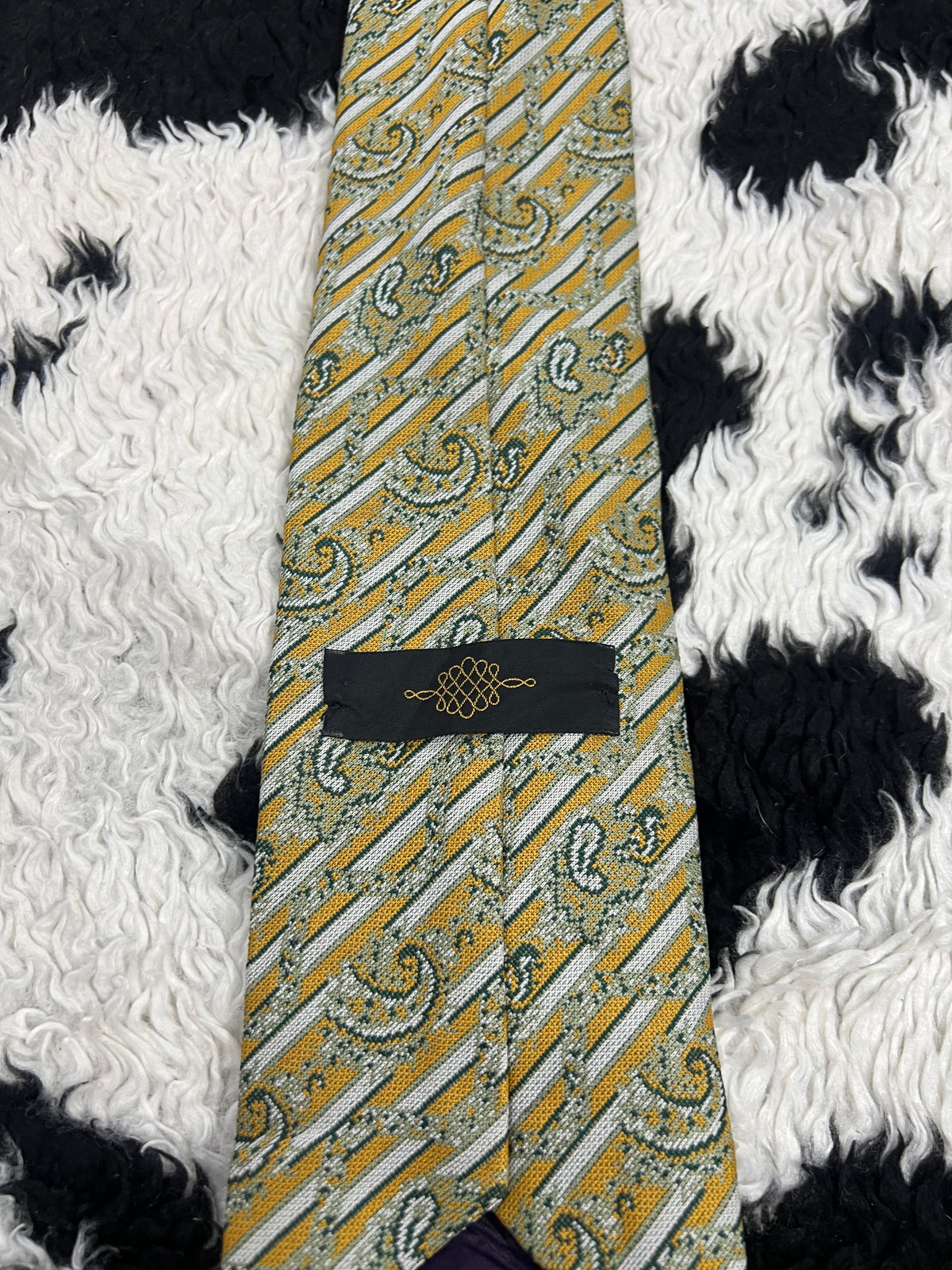 Mustard & Green Fully Embroidered Tie