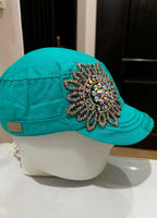 Y2K Floral Teal Cap