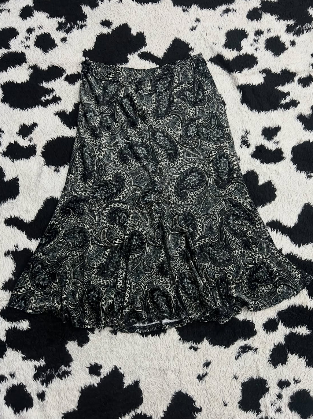 Floral Paisley Velvet Long Skirt
