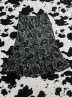Floral Paisley Velvet Long Skirt