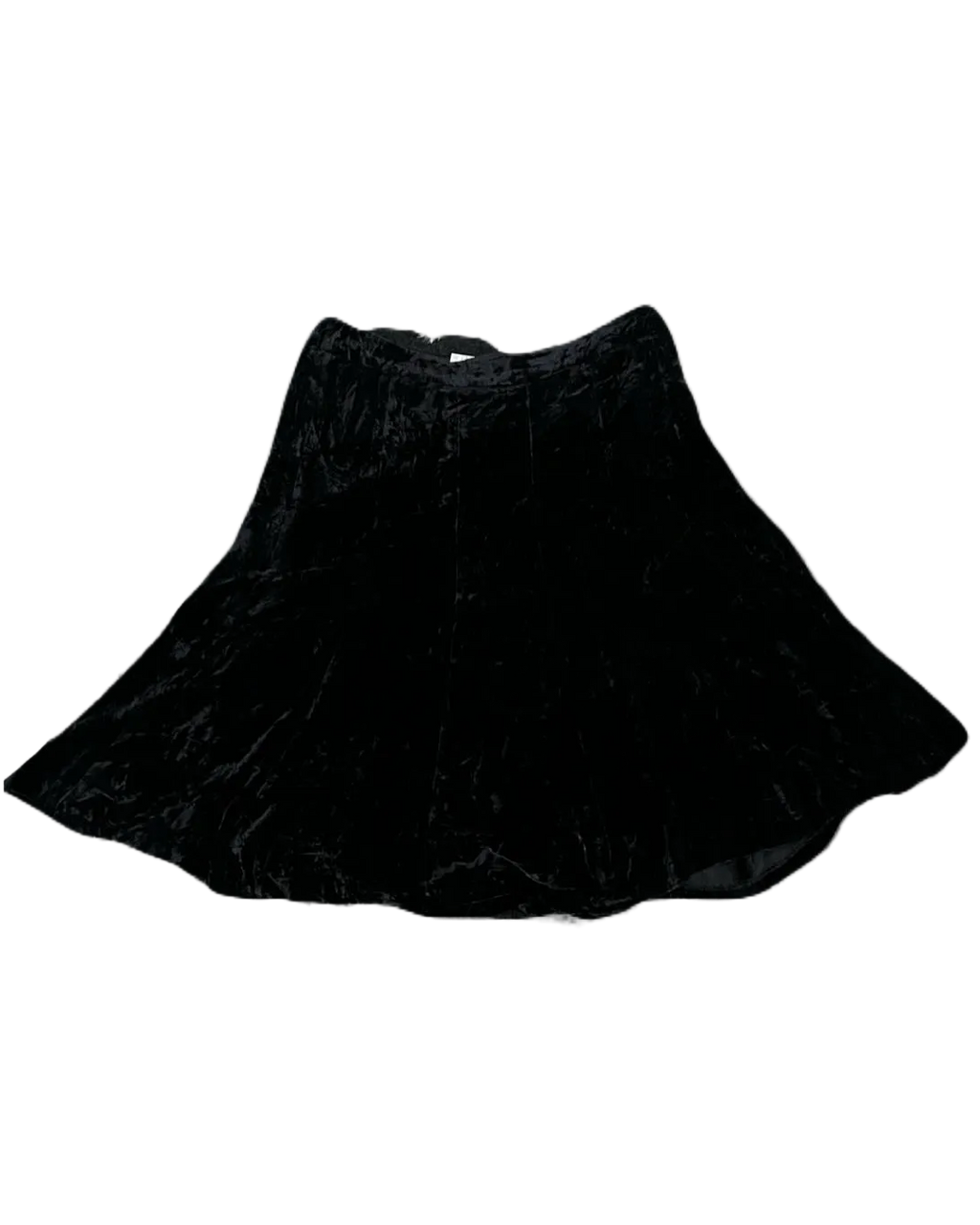 Mid-Length Below Knees Black Velvet Skirt