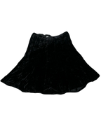 Mid-Length Below Knees Black Velvet Skirt