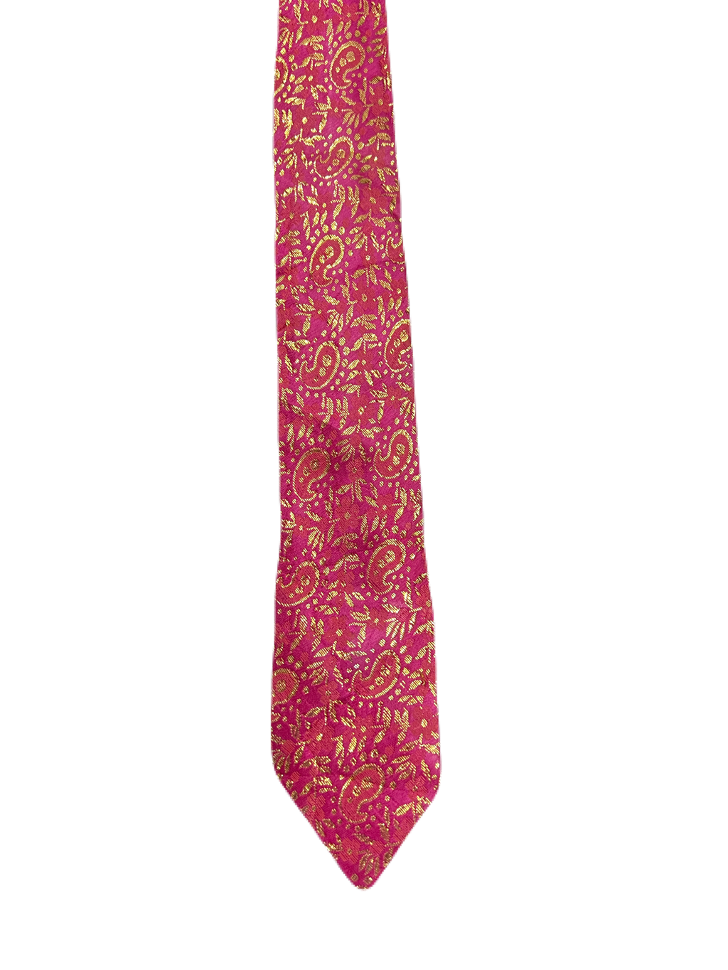 Narrow Hot Pink & Golden Paisley Tie