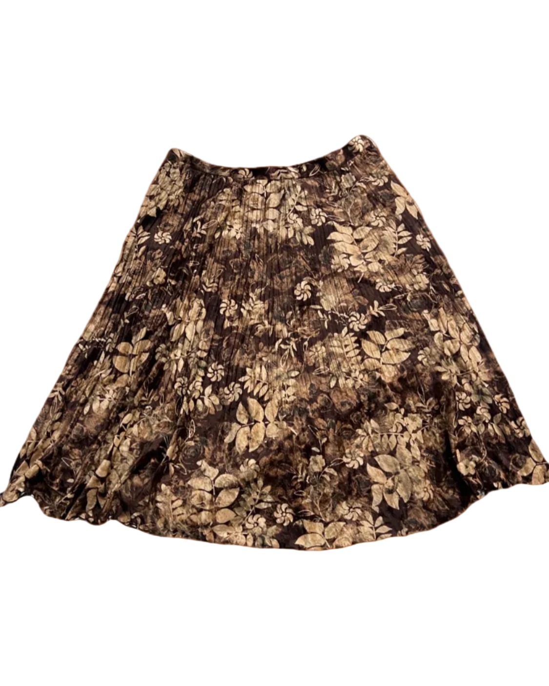 Brown Floral Velvet Skirt