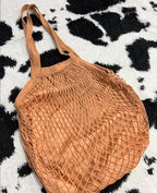 Brown Mesh Beach Bag