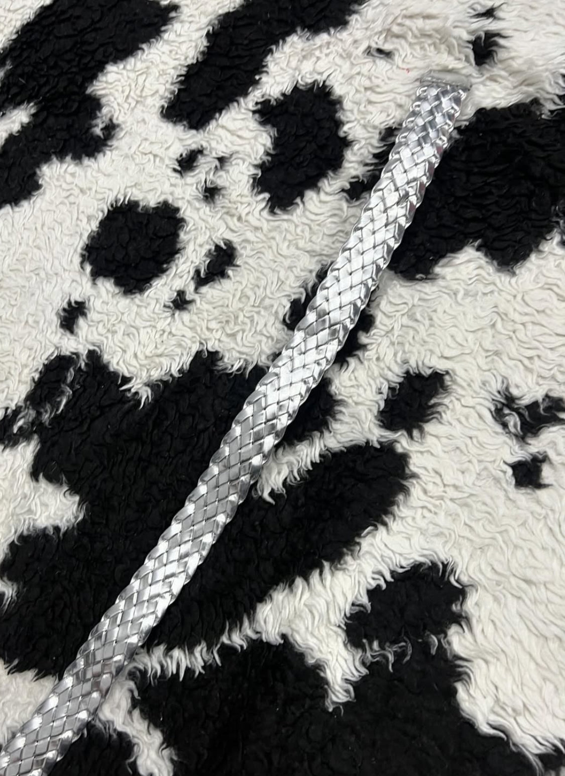 Silver Elastic Braided Belt