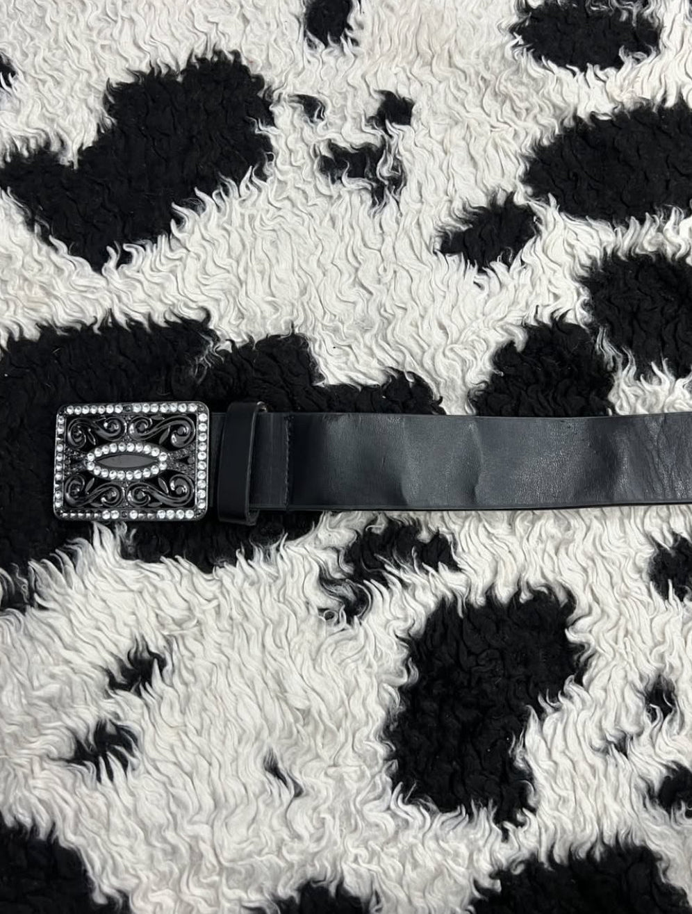 Bedazzled Buckle Black Belt