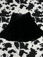 Mid-Length Below Knees Black Velvet Skirt