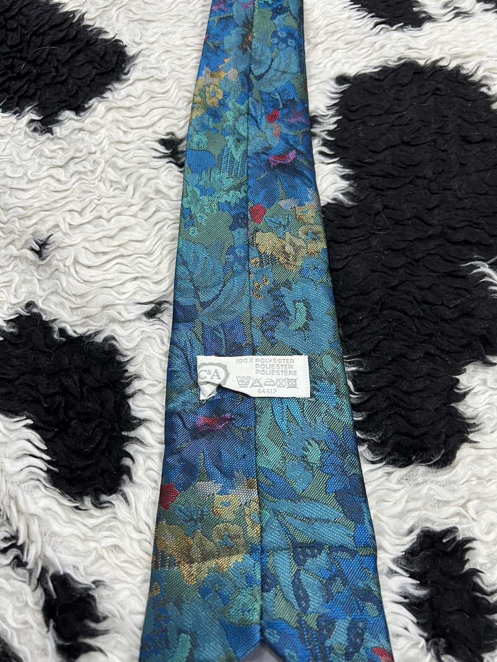 C&A Fully Embroidered Blue Floral Tie
