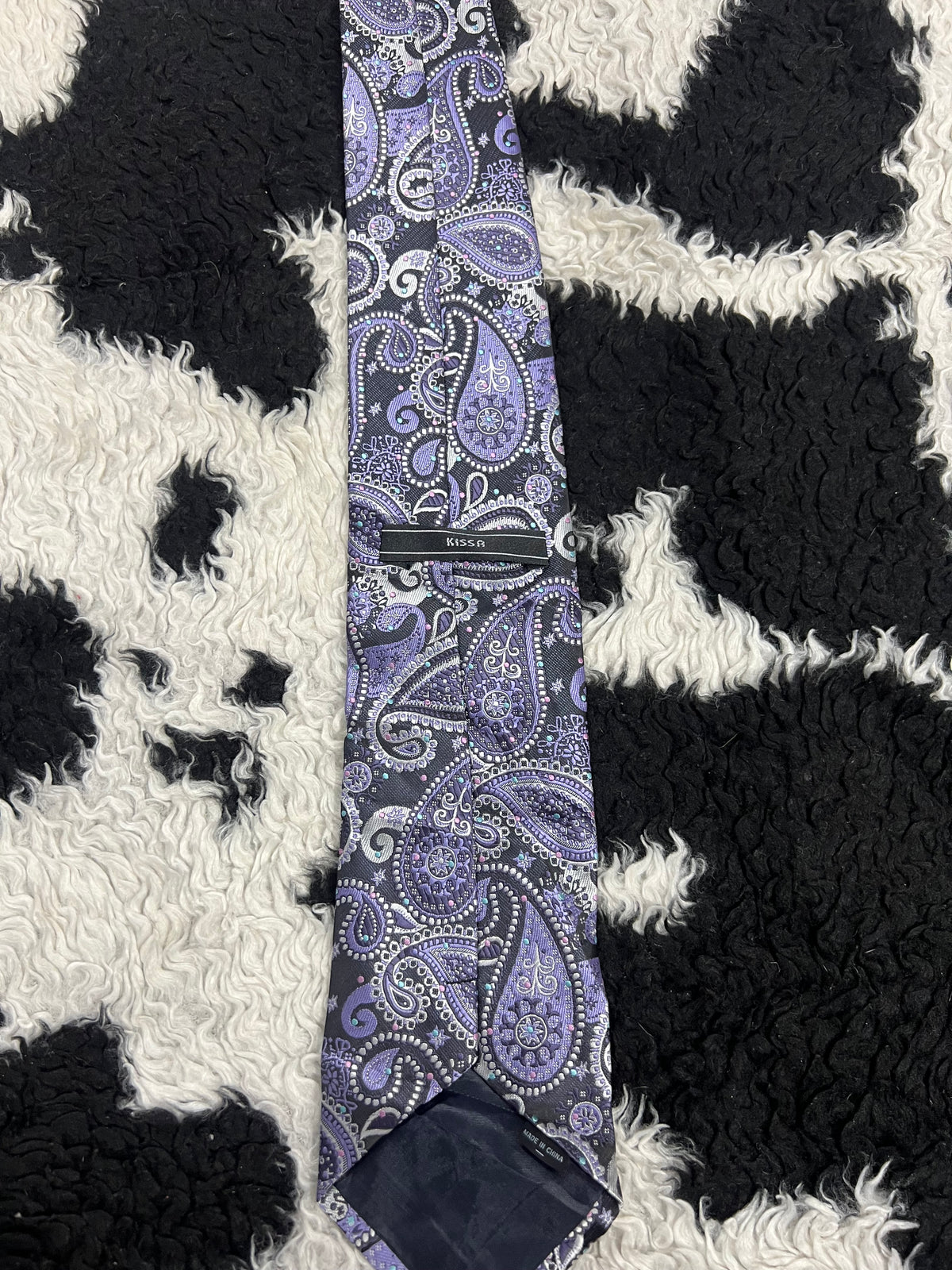 Kissa Purple & Black Embroidered Paisley Tie