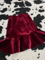 Wine Red Velvet Skirt