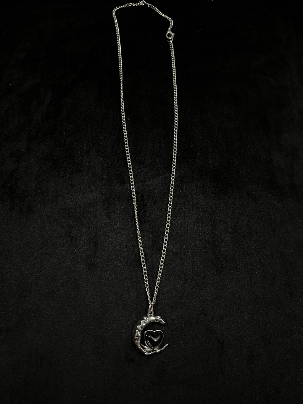 Moon & Heart Silver Necklace