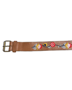 Embroidered Floral Brown Belt