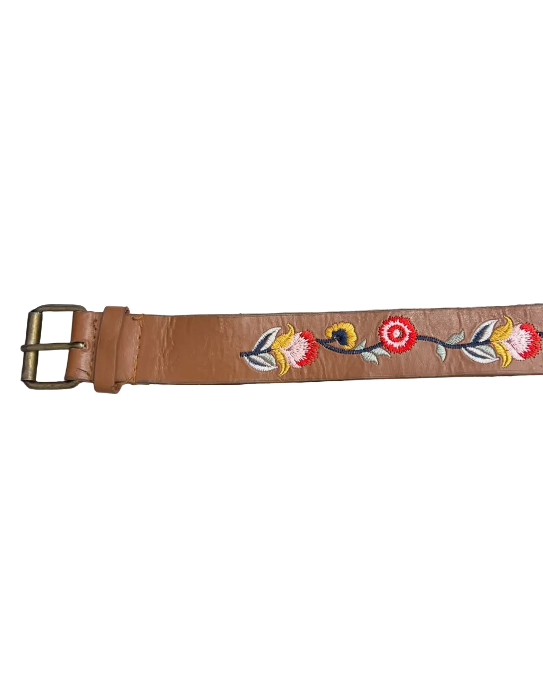 Embroidered Floral Brown Belt