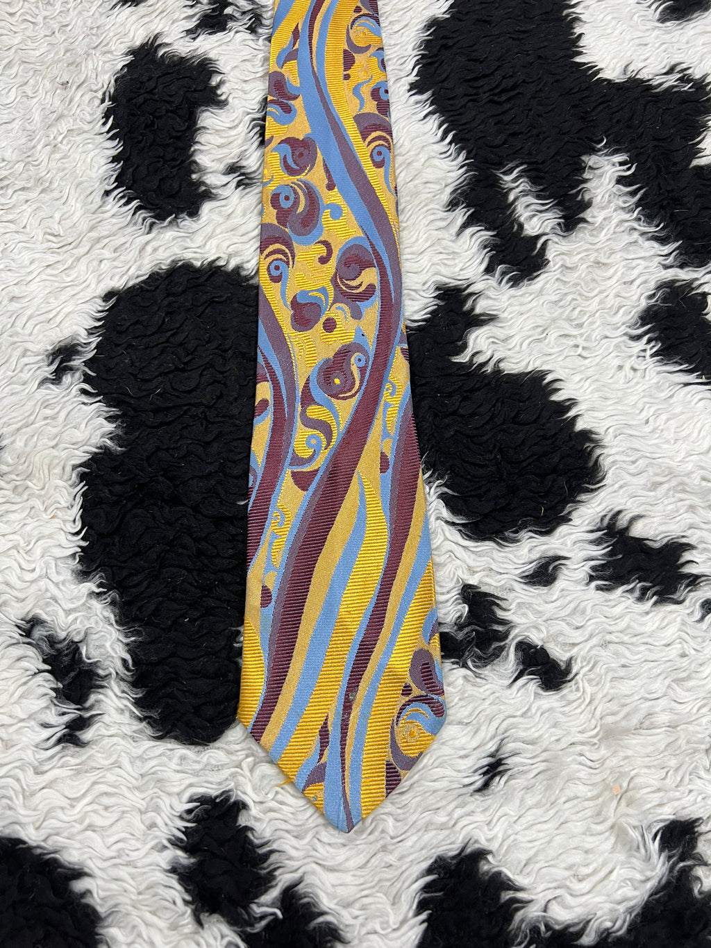 Tootal Yellow, Purple & Blue Embroidered Tie