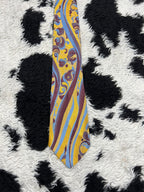 Tootal Yellow, Purple & Blue Embroidered Tie