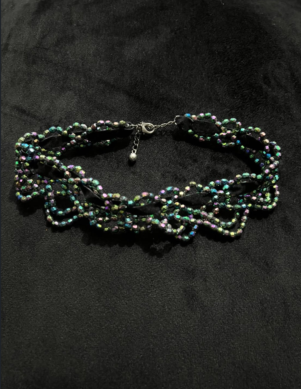 Peacock Beaded Choker