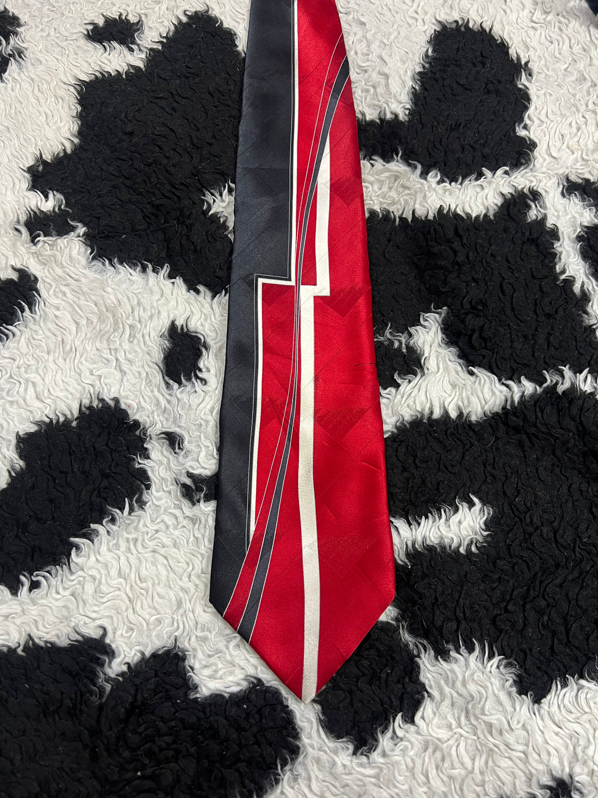 Red & Black White Striped Tie