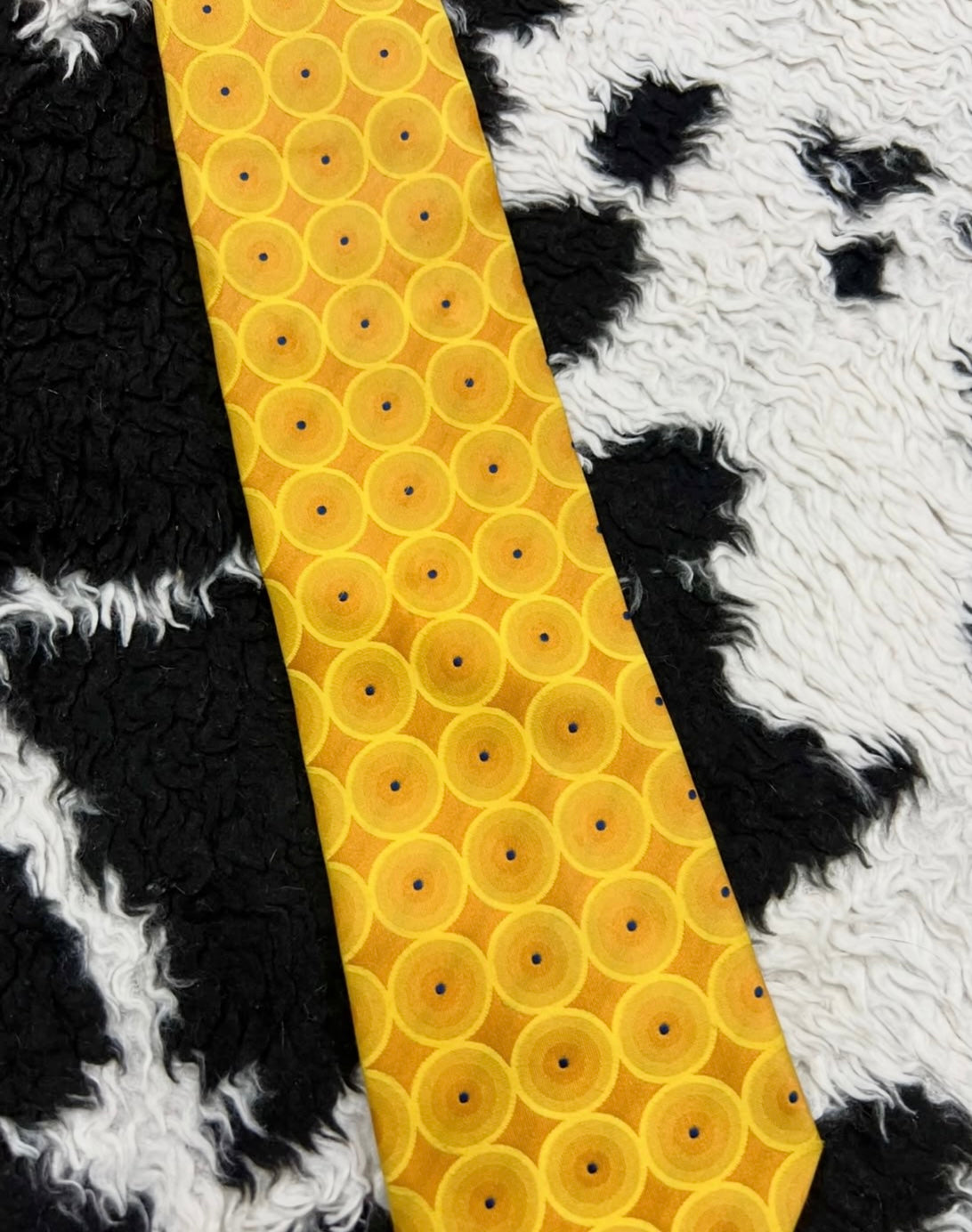 Yellow Embroidered Circles Tie