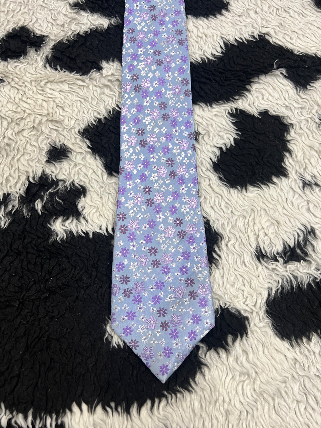 Purple Embroidered Floral Tie