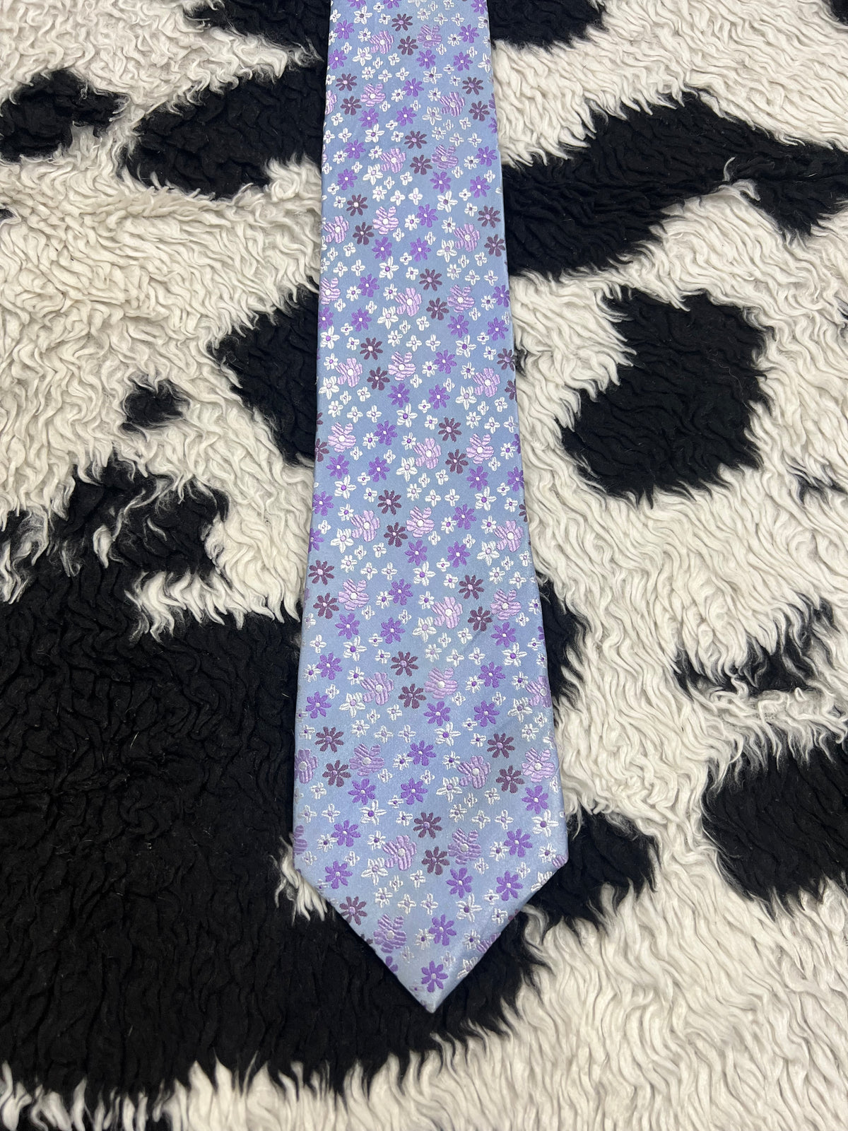 Purple Embroidered Floral Tie
