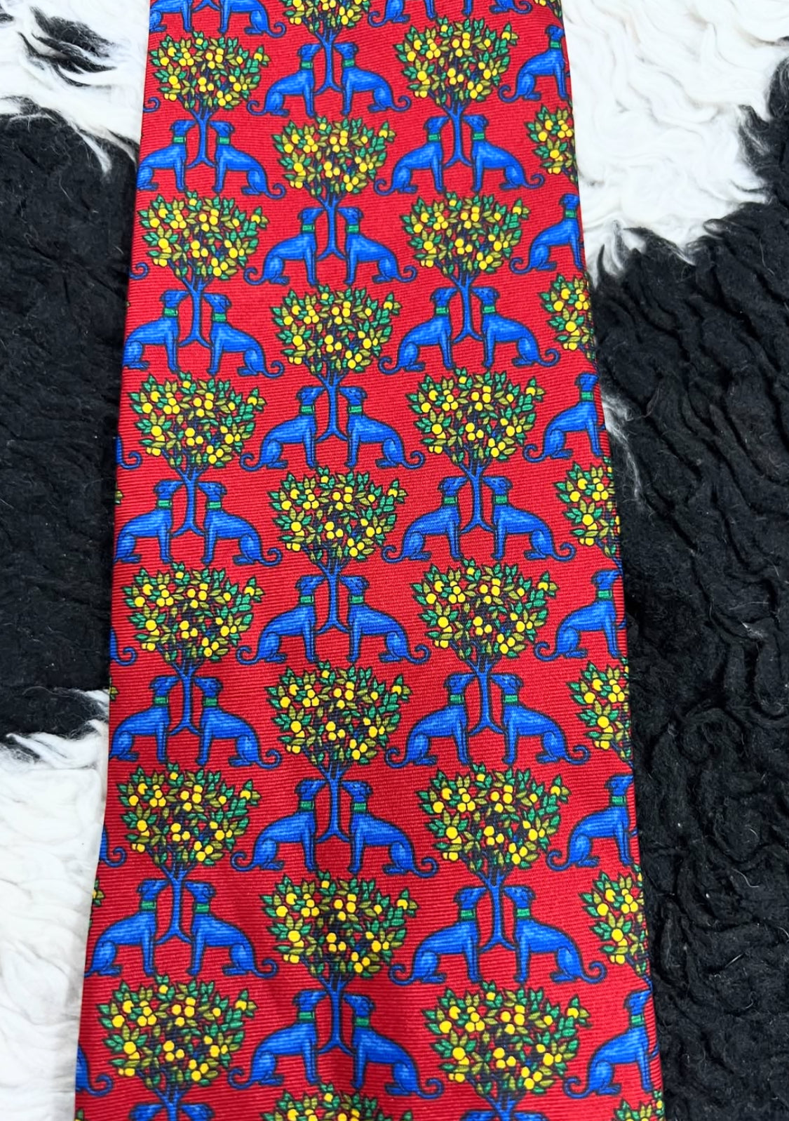 Dogs Under Fruit Tree Tie