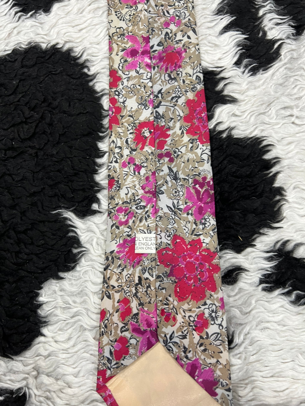White & Pink Floral Tie