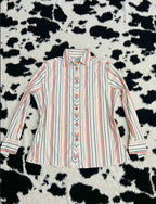 Vintage Luigi Lambertino Orange & White Striped Buttonup