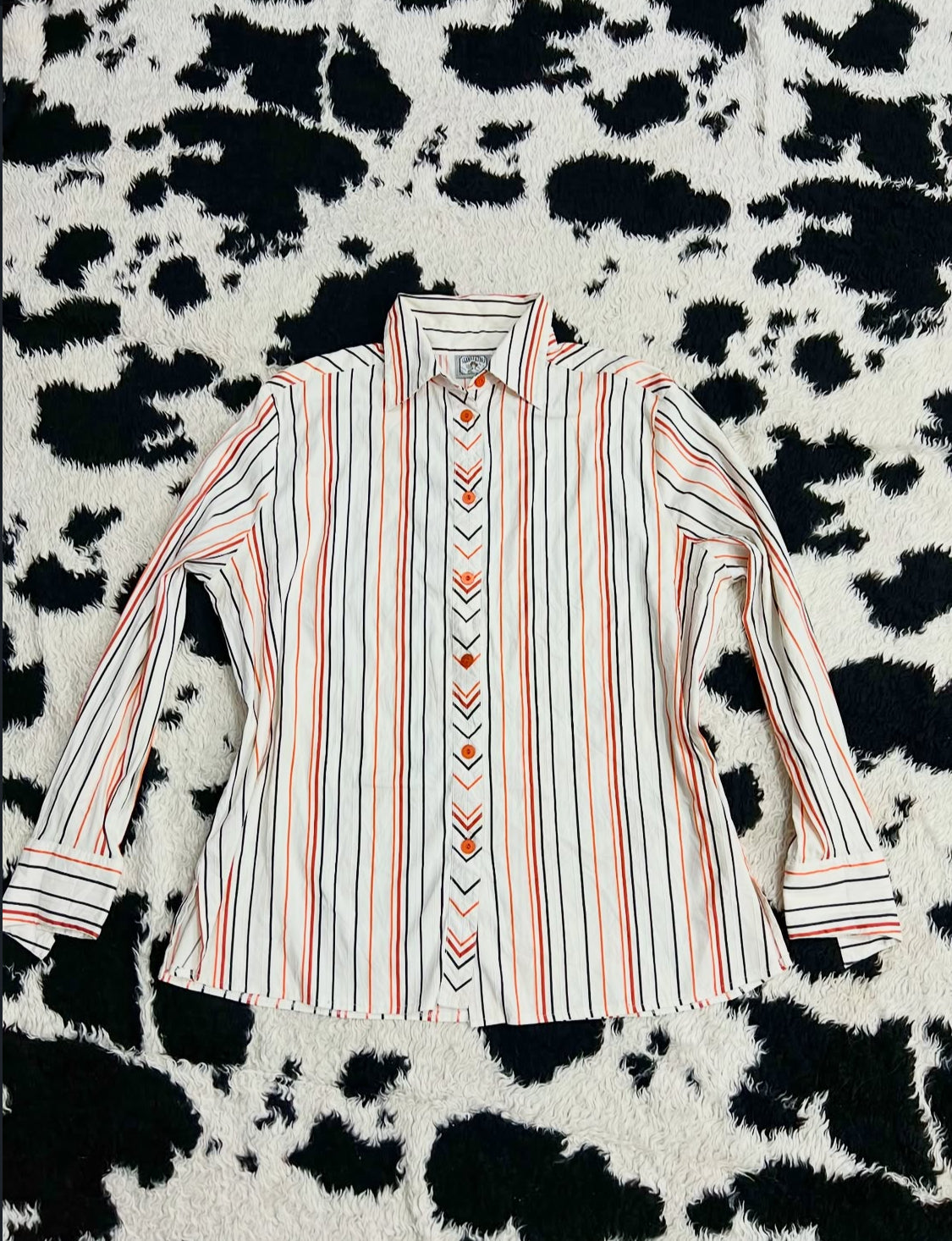 Vintage Luigi Lambertino Orange & White Striped Buttonup