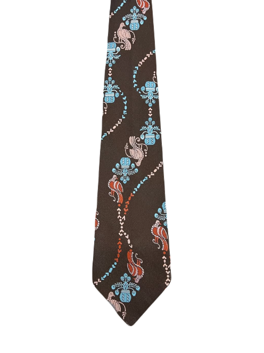 Embroidered Birds & Pots Tie